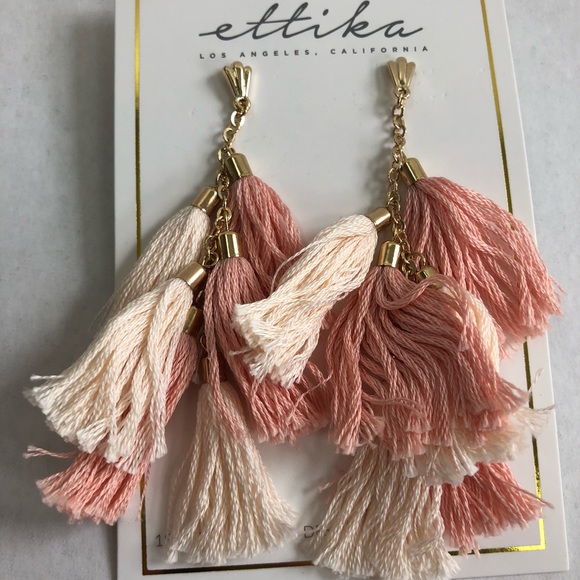 Fabfitfun ettika Tassel earrings pink gold 18k NWT - Picture 2 of 6